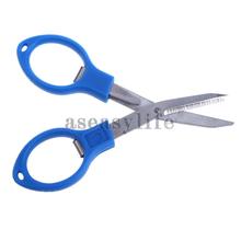 Free Shipping Hot Sale Mini Stainless Steel Foldable Blue Fishing Scissors Line Cutter Tool ASAF