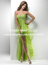 New Fashion Sweetheart Lime Green Lace Evening Dress Short Front Long Back Prom JR632