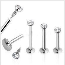 Fashion Labret bar mix 4 style 1 68freight 3 size choose stainless steel internally body piercing