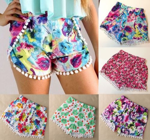 Fashion Hot Women s High Waist Tassel Print Beach Casual Mini Shorts Short Pants