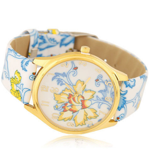 2014 Hot Sale New design fashion Blue and white pattern casual watches free shipping High Quality