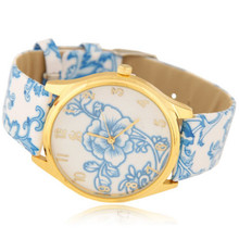 2014 Hot Sale New design fashion Blue and white pattern casual watches free shipping High Quality