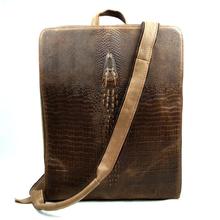 2014 casual backpack genuine leather first layer of cowhide three-dimensional crocodile pattern backpack outdoor backpack