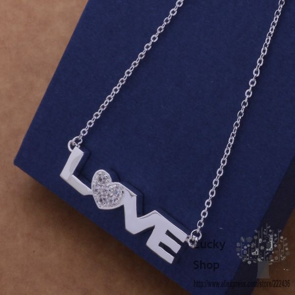 AN573 925 sterling silver Necklace 925 silver fashion jewelry LOVE necklace bwoaknva epeangla