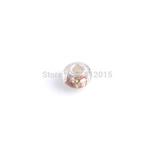 Wholesale Free Shipping DIY 30PC Floral print Resin Round Faceted Spacer Charm Wheel European Beads Fit