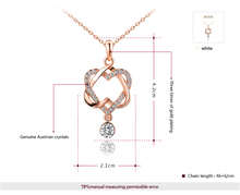 ROXI 2014 New Fashion Jewelry Rose Gold Plated Statement Double Heart Twining Necklace For Women Party