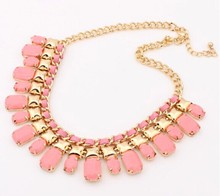 Pink cameo bib choker necklace women kpop blue gypsy bohemian jewelry collares fashion 2014 colors maxi