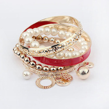 S046 Fashion Jewelry New Hollow Tassel Bracelet Bangle for Women Coins Avatar Pearl Charm Bangle Bracelet