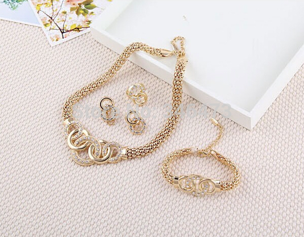 ... ring dubai wedding designs 18k gold plated jewelry set(China (Mainland