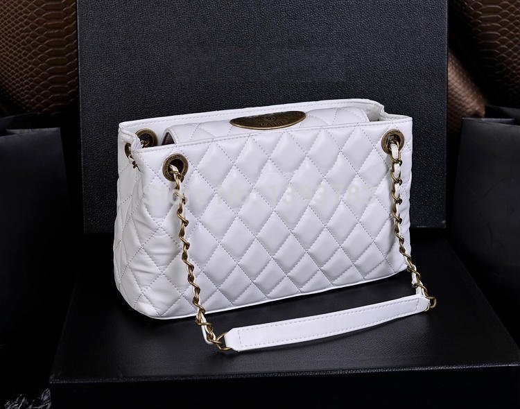 2014 fashion women handbag GST Wristlets Bag White Lambskin Leather Shopping Tote Bag Bronzen Chain Hand