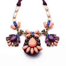 2014 Fashion Brand Topaz Crystal Gems Coral Beads Honey Bee Silk Tape Collar Necklace