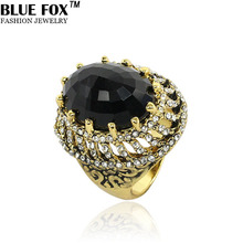 Vintage big Rings for Women 2014 New fashion Bohemian crystal stone Blue Fox jewelry 4 colors