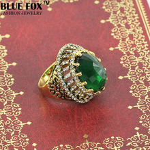 Vintage big Rings for Women 2014 New fashion Bohemian crystal stone Blue Fox jewelry 4 colors