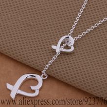 AN600 925 sterling silver Necklace 925 silver fashion jewelry Double love pendant bslakjsa ejmanata