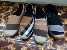 Newest luxury Brand Designer patent flats women Classic Plaid Canvas espadrilles round toe woman lippi Espadrilles Flats shoes