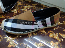 Newest luxury Brand Designer patent flats women Classic Plaid Canvas espadrilles round toe woman lippi Espadrilles