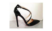 Free shipping 2014 New black white cross strap close pointed toe women pumps sandals women s