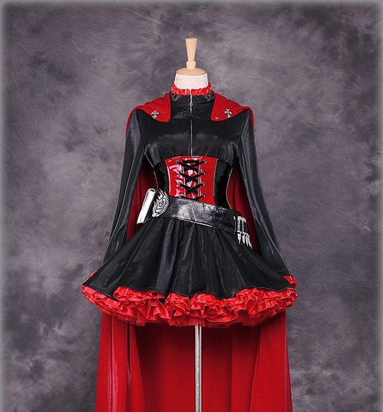 New high quality RWBY RED Ruby Rose Gothic Cosplay Costume Dress