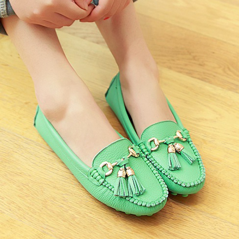 Sweet genuine leather single shoes female 2014 comfortable boat shoes spring and autumn shoes round toe