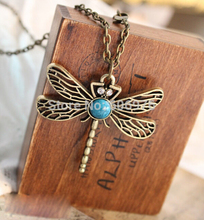 Promotion Retro Dragonfly Necklace Women vintage jewelry choker necklaces pendants Free Shipping