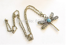 Promotion Retro Dragonfly Necklace Women vintage jewelry choker necklaces pendants Free Shipping