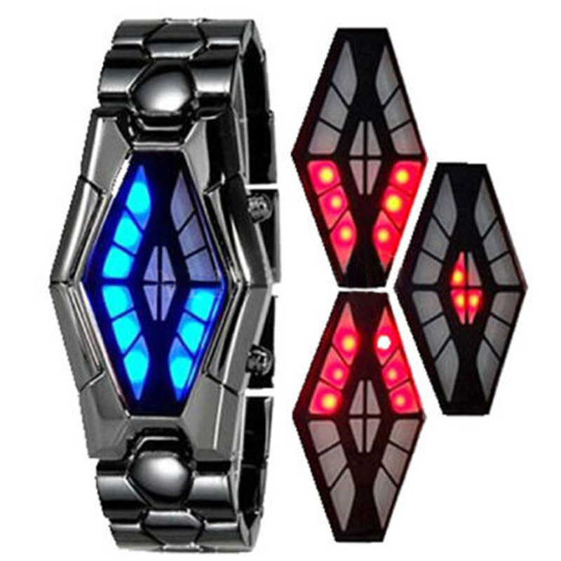 Купить творческие люди led часы с змея головы формы циферблат стального ...