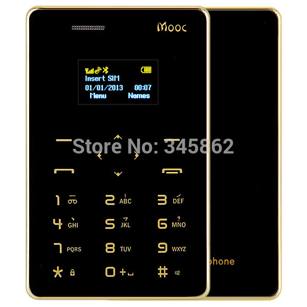 Hot  Free shipping  MOOC X5 Card Mobile Phone 7mm Ultra Thin Pocket Mini Phone