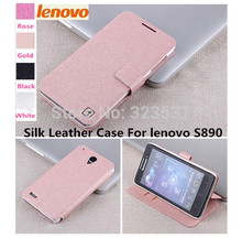 Free Shipping!!! High Quality 5.0” lenovo S890 Smartphone Folding Stand Cover Silk Leather Case. Leather Case For LENOVO S890