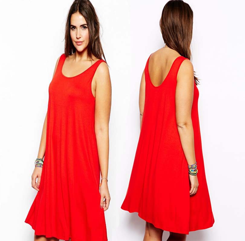 ... Summer-Red-Tank-Dress-Plus-Size-Women-Dresses-Women-Clothing-Big-Size