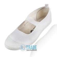 Free shipping flats women’s mary janes closed toe elastic band solid casual cow muscle sole canvas huanqiu guotu white sneakers