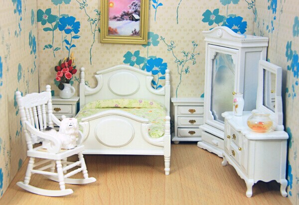 Schaal 1: 12 poppenhuis miniatuur meubilair slaapkamer set