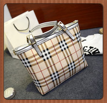 Fashion PU leather plaid women handbags 2014 tote bag British style brand girls shoulder bags Women