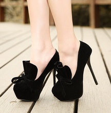 2014The new round head bows female high-heeled shoes 14.5 cm ultra fine with waterproof  during the spring and autumn