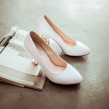 rhinestone decorated med square heels pumps wedding women shoes comfortable elegant suitable for spring autumn sizes