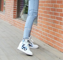 2014 New Womens Genuine Leather Hidden Wedge Sneakers Military Camo Ankle Boots US4 5 5 6