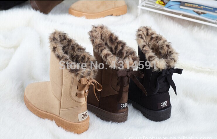free shipping 2014 Winter snow leopard boots warm boots female boots slip resistant for women girl