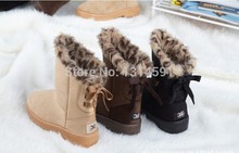 free shipping 2014 Winter snow leopard boots warm boots female boots slip resistant for women girl