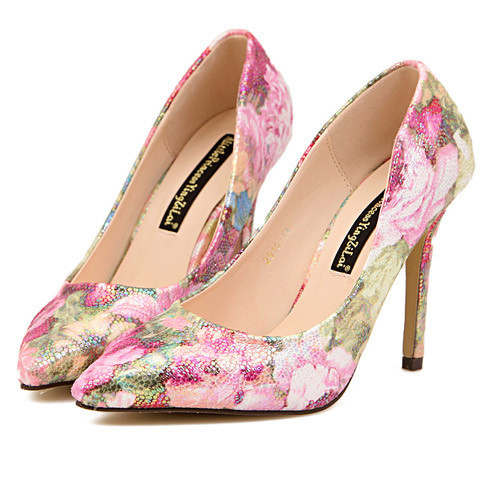 European popular fashion women high heels pointed toe women platform pumps lady sexy flowers office shoes