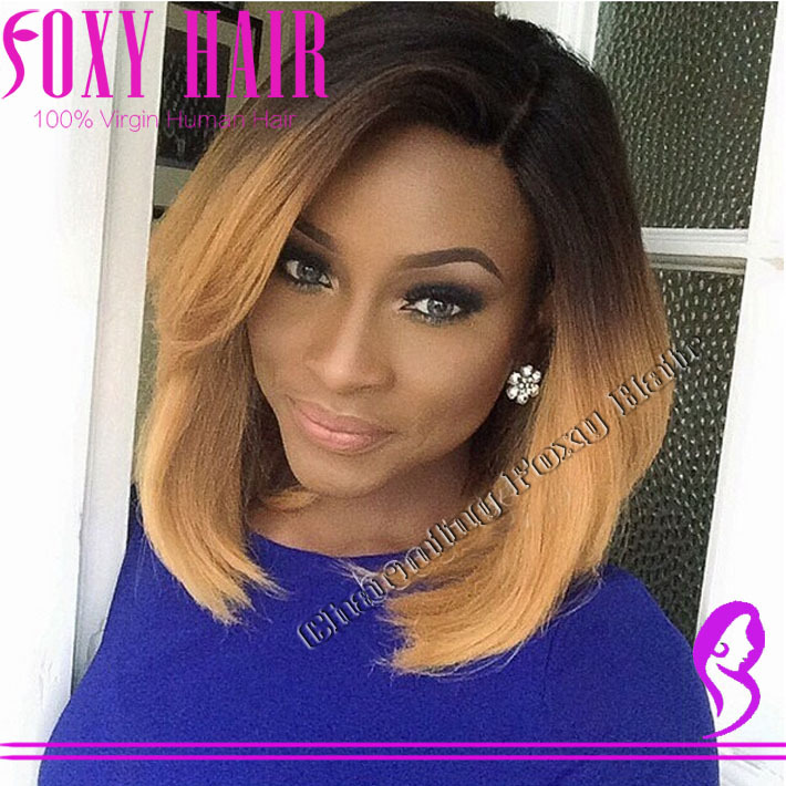 Peruvian Virgin Hair Short Lace Front Wig With Bangs Layers Human Hair ...