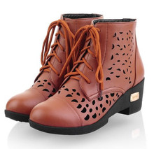 Size34-43 autumn fashion women ankle boots breathable women platform botas women flat heel leather boots free shipping