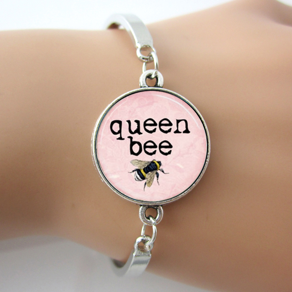 Queen Bee Bracelet Honey Bee Bumblebee Insect Light Pink Art Pendant Bangle Fashion H Bracelet For