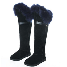 Aiss PU autumn and winter warm snow boots women knee high boots fox fur slip-resistant suede boots shoes woman 80