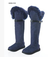 Aiss PU autumn and winter warm snow boots women knee high boots fox fur slip resistant