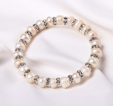 Free shipping The new 2014 Natural pearl Every crystal bracelet bracelets bangles