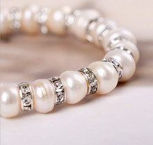 Free shipping The new 2014 Natural pearl Every crystal bracelet bracelets bangles