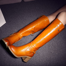 A47New winter fashion high with thick leather with patent leather boots knight boots women s boots