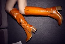 A47New winter fashion high with thick leather with patent leather boots knight boots women s boots