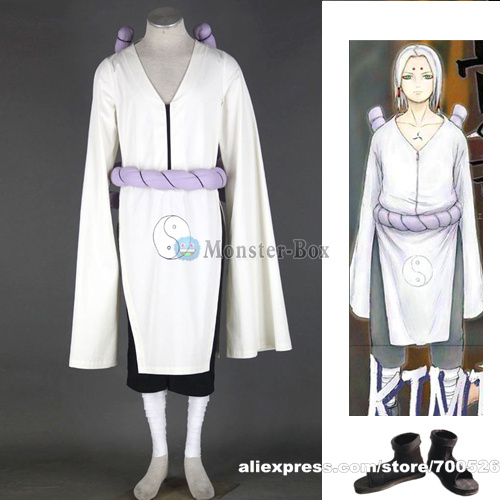 Naruto Kimimaro Cosplay Costume White Cloak Belt Shoes Mens Ninja Outfit Whole Set For Halloween Adult