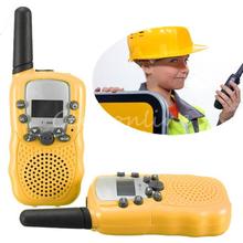Yellow 2pcs Dual Mini Portable Adjustable LCD 5KM UHF Multi Channels 2-Way Car Auto Radio Wireless Travel Walkie Talkie T-388