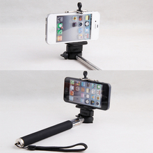 Handheld Self Photo Take Holder (Aluminium Alloy+ABS)  Extendable Monopod + Black Head Cellphone Clip for Cellphone and Camera